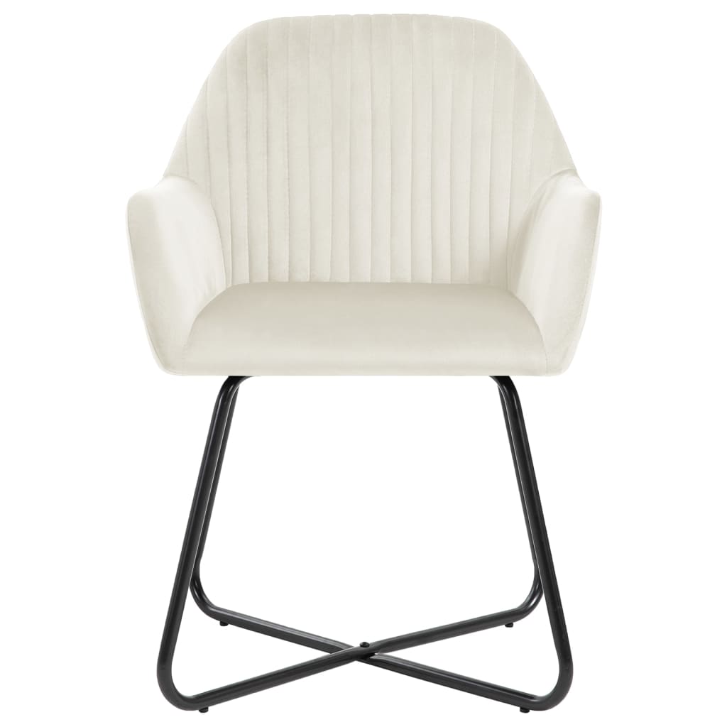 vidaXL Krzesła stołowe, 2 szt., kremowe, obite aksamitem