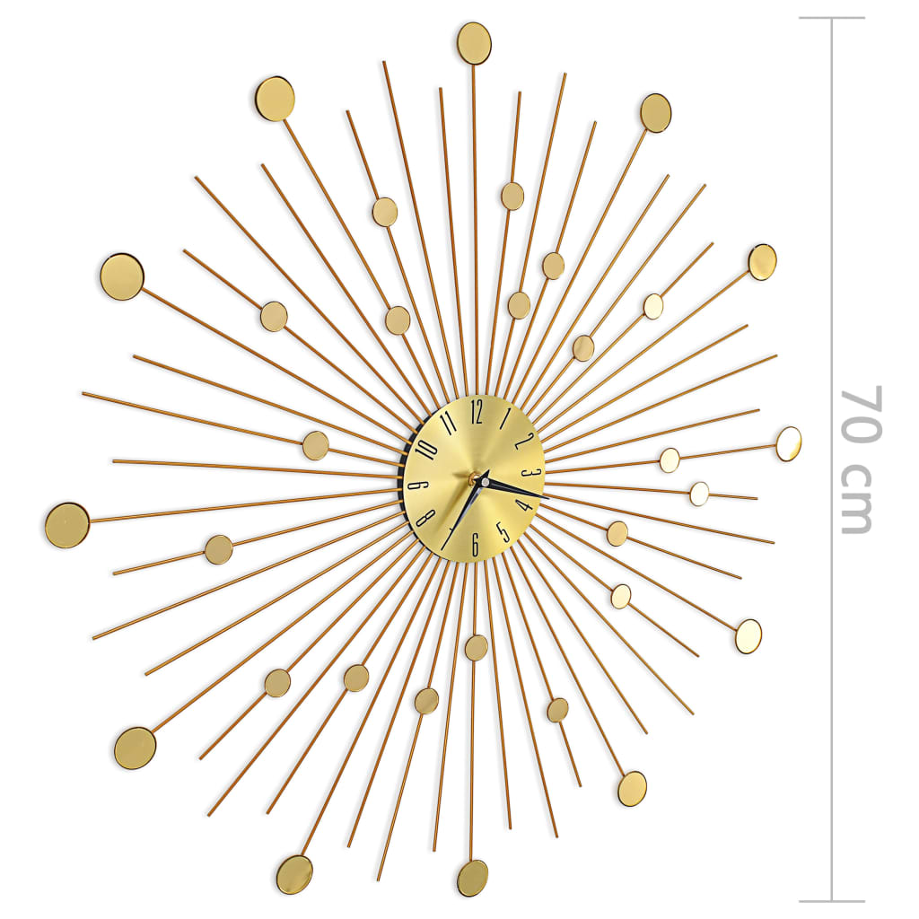 vidaXL Zegar ścienny, metal, 70 cm, złoty