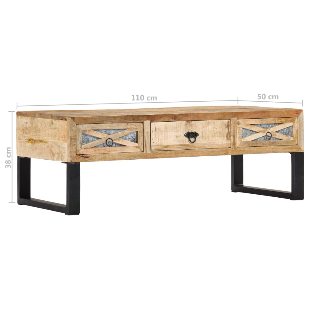 vidaXL Stolik kawowy, 110 x 50 x 38 cm, lite drewno mango