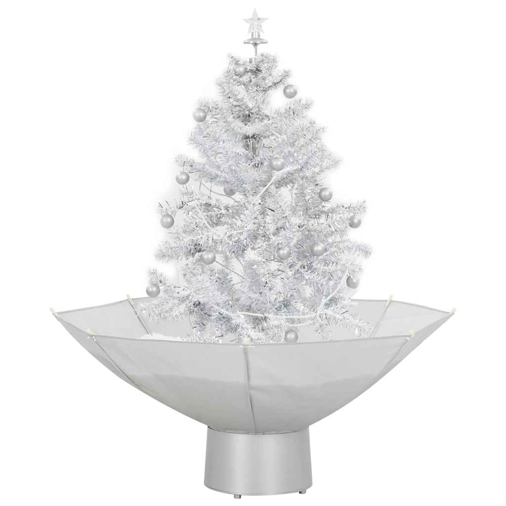 vidaXL Choinka sypiąca śniegiem, podstawa parasolowa, biała, 75 cm