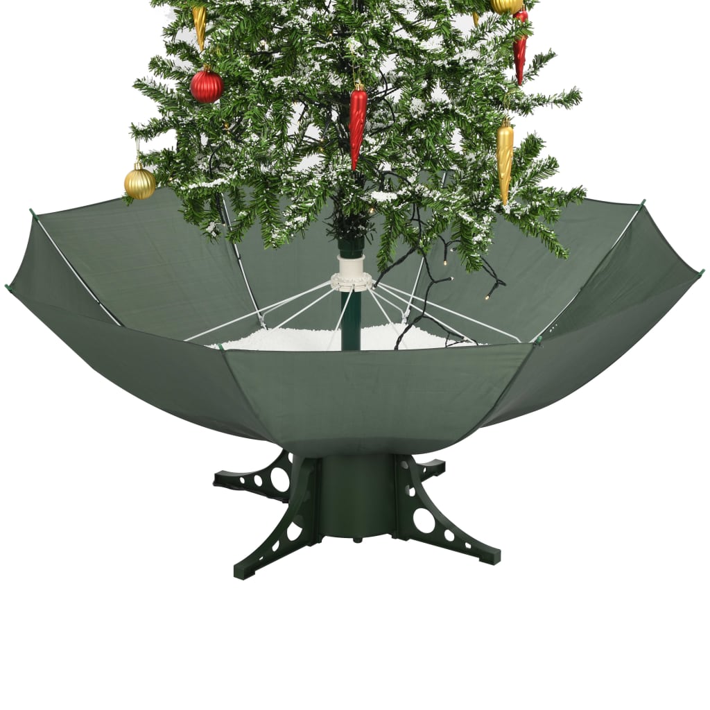 vidaXL Choinka sypiąca śniegiem, podstawa parasolowa, zielona, 170 cm