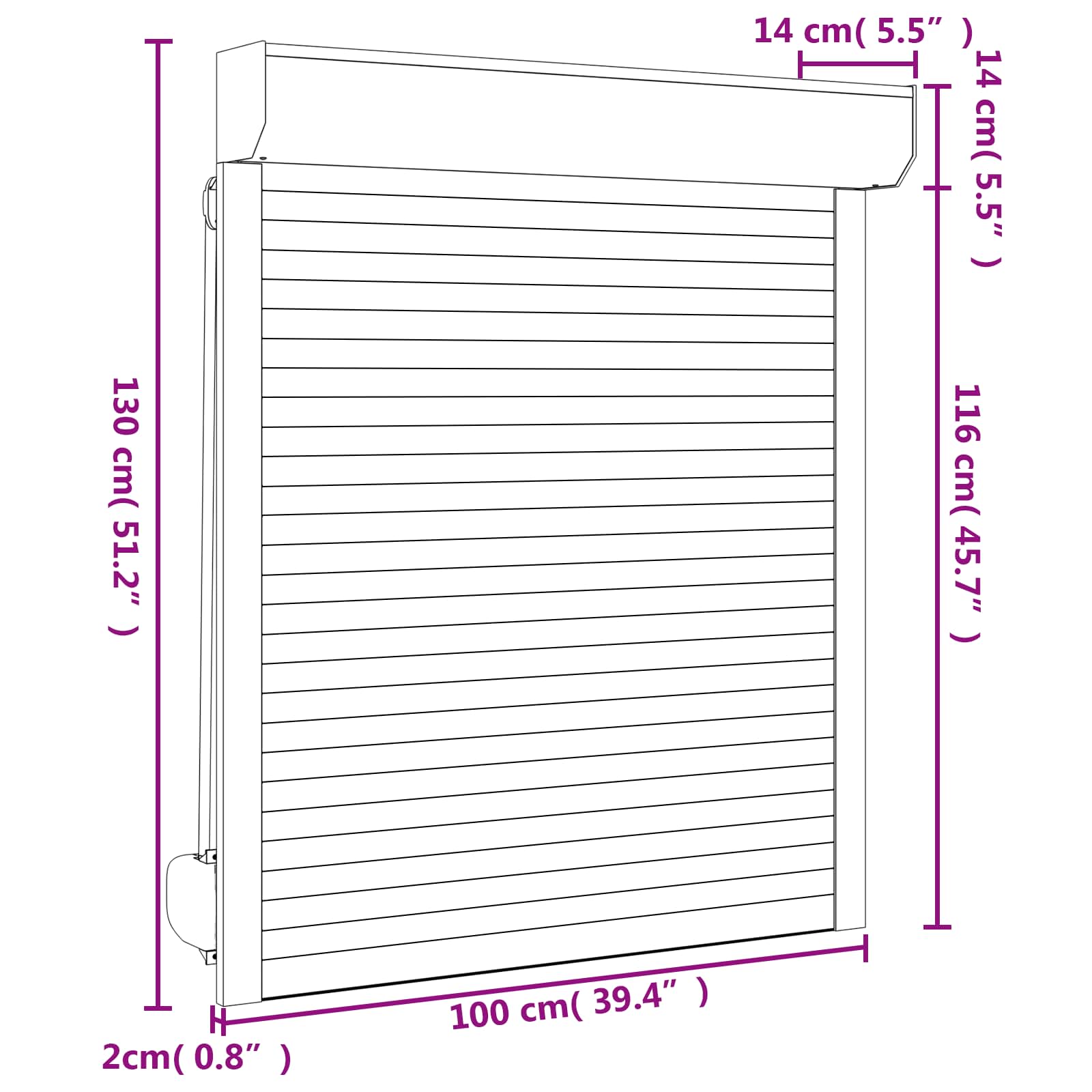 vidaXL Roleta Biały 100 x 130 cm Aluminium i poliuretan