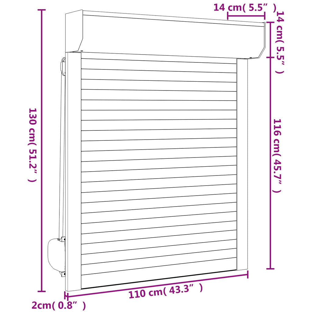 vidaXL Roleta Biały 110 x 130 cm Aluminium i poliuretan