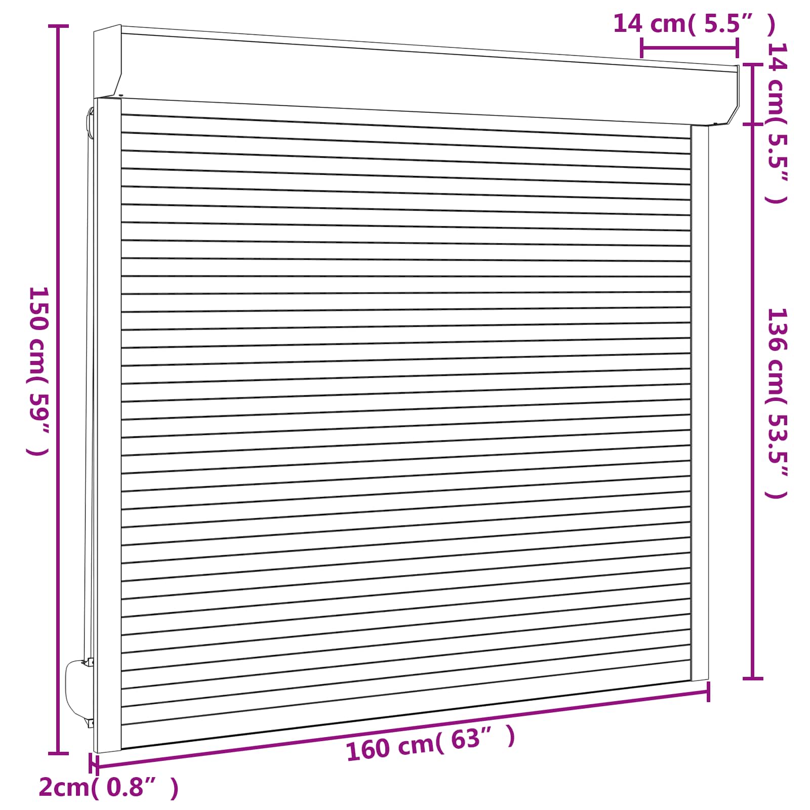 vidaXL Roleta Biały 160 x 150 cm Aluminium i poliuretan