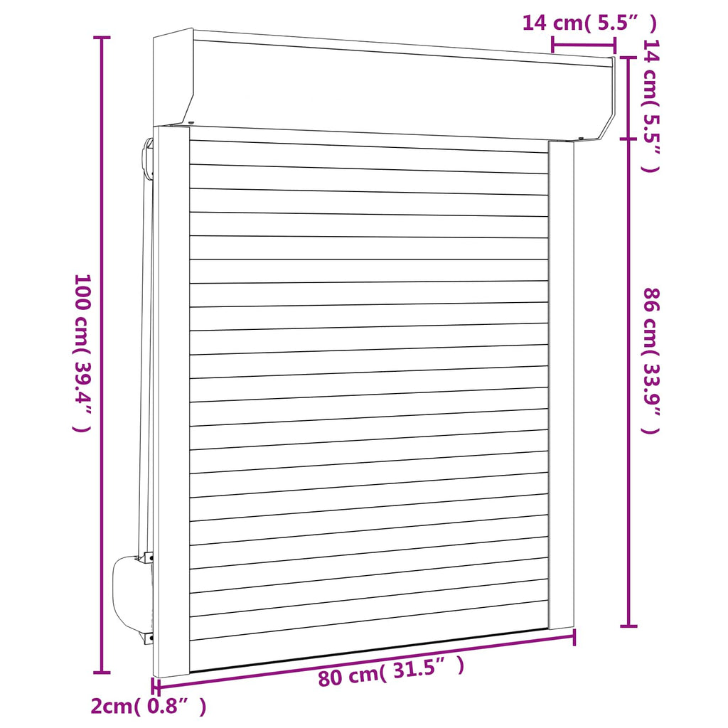 vidaXL Roleta Antracyt 80 x 100 cm Aluminium i poliuretan
