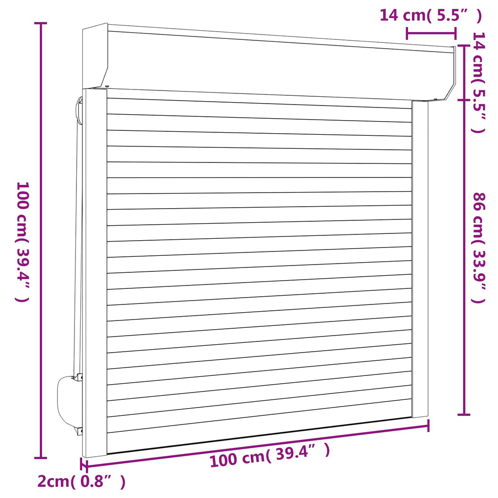vidaXL Roleta Antracyt 100 x 100 cm Aluminium i poliuretan