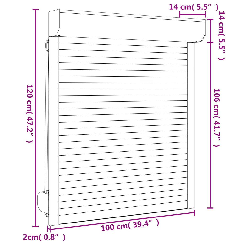 vidaXL Roleta Antracyt 100 x 120 cm Aluminium i poliuretan