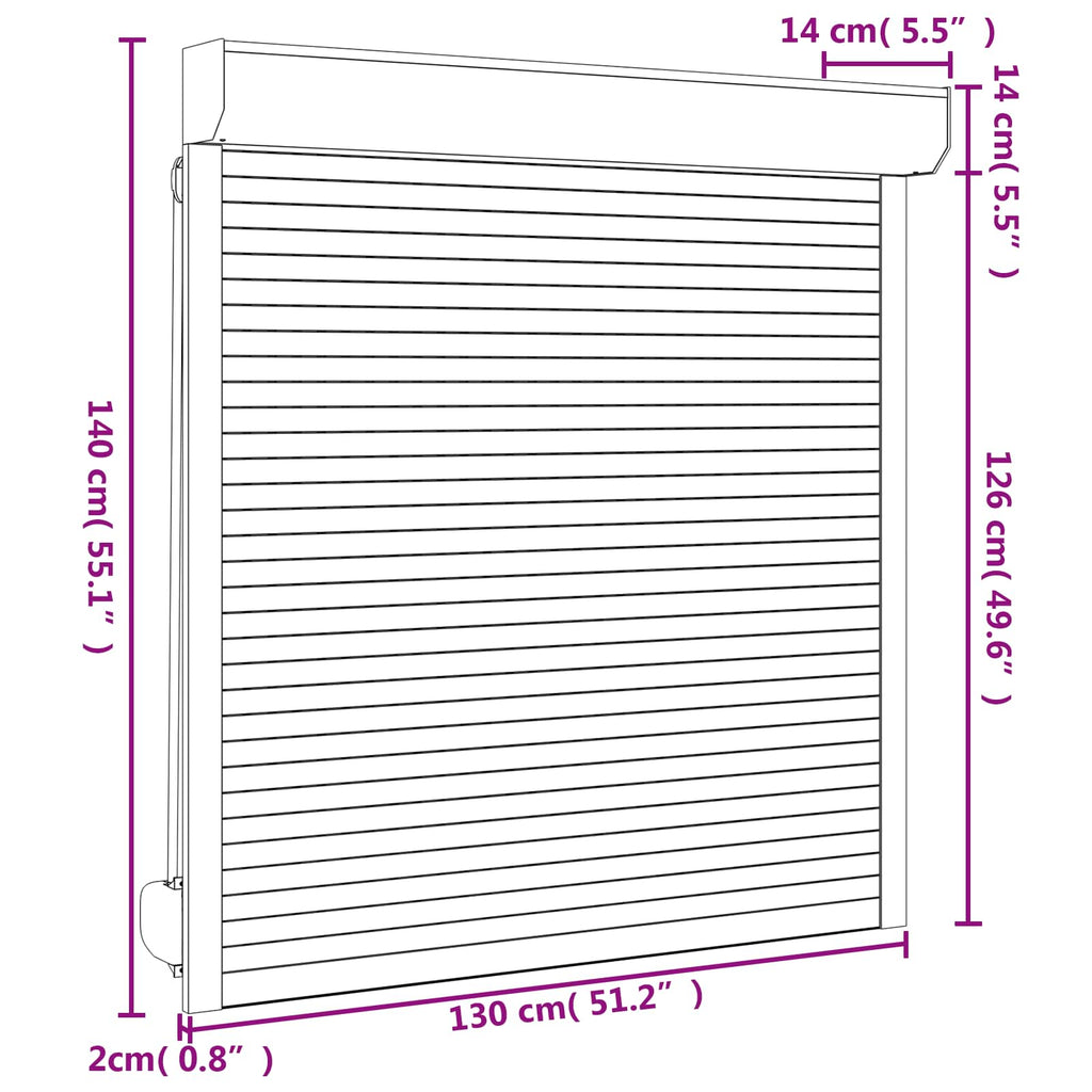vidaXL Roleta Antracyt 130 x 140 cm Aluminium i poliuretan