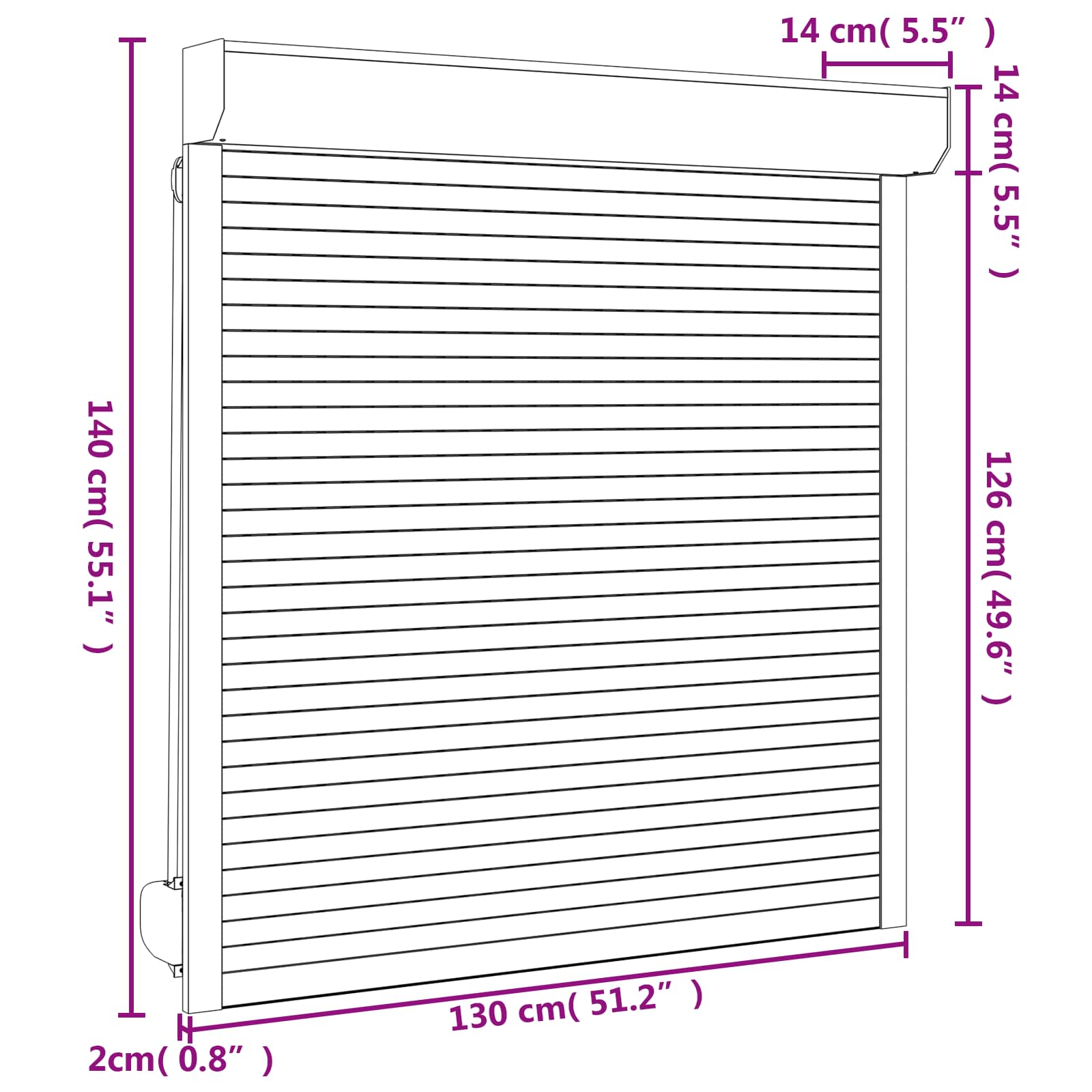 vidaXL Roleta Antracyt 130 x 140 cm Aluminium i poliuretan
