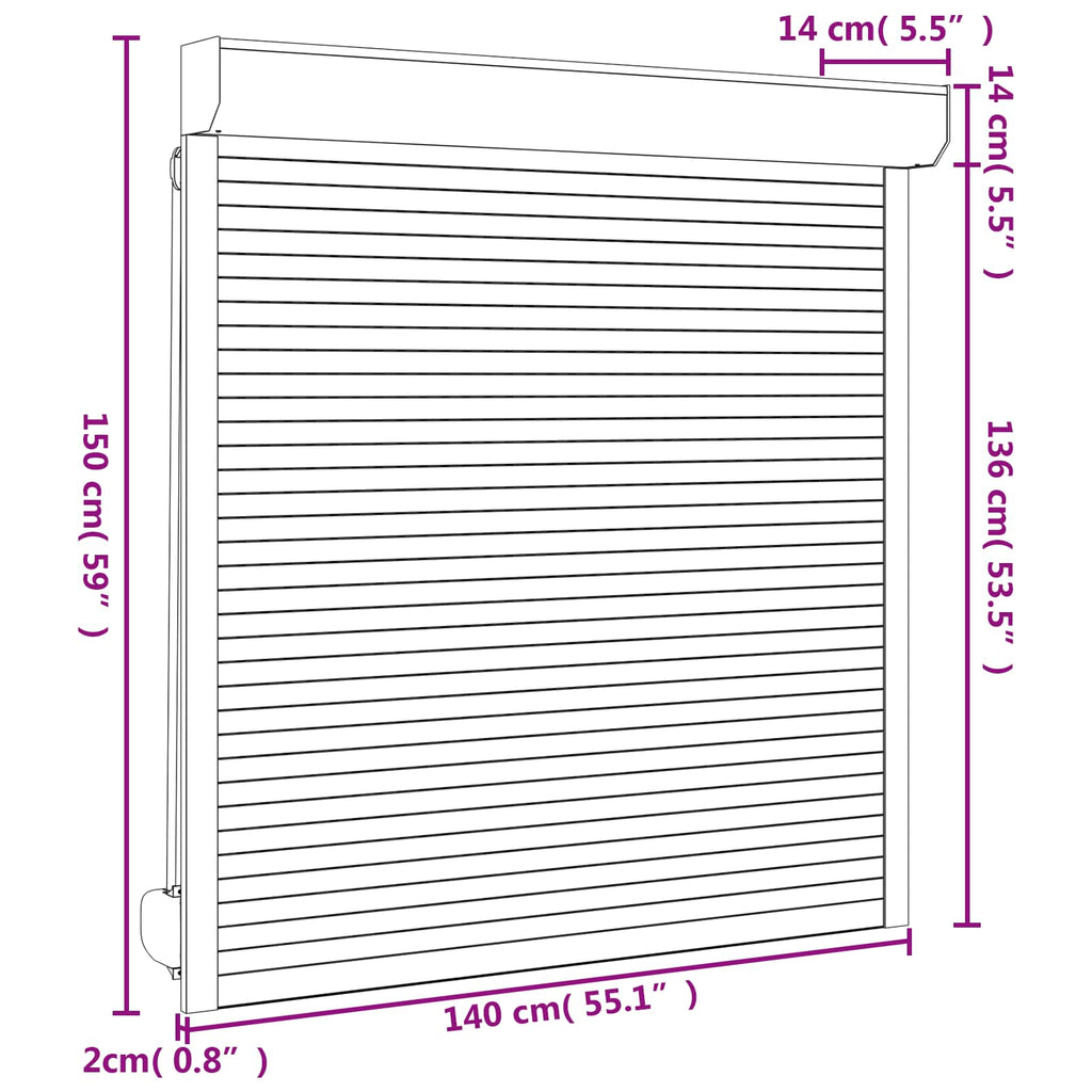 vidaXL Roleta Antracyt 140 x 150 cm Aluminium i poliuretan