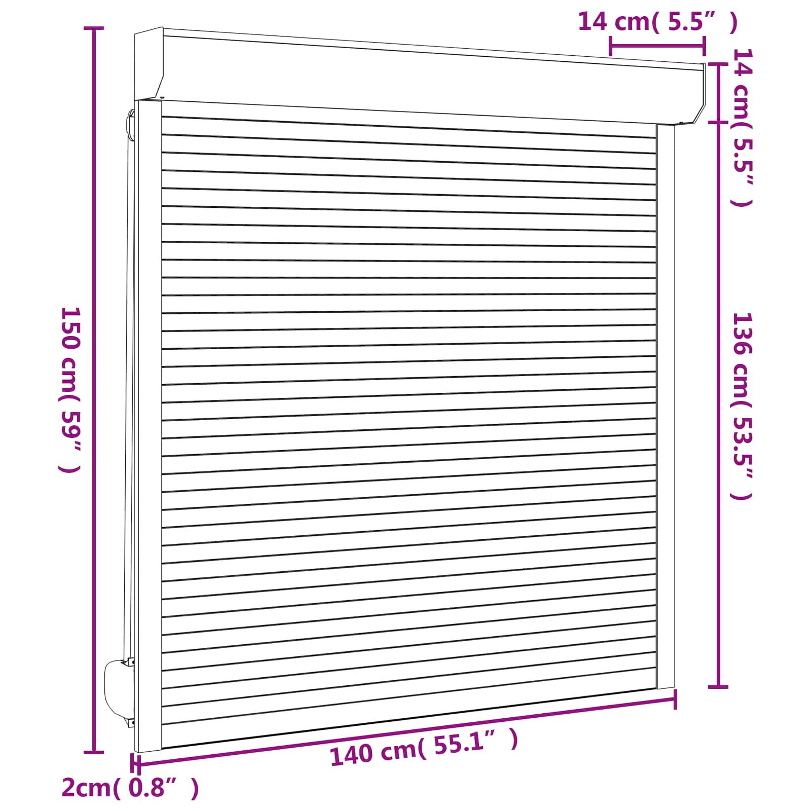 vidaXL Roleta Antracyt 140 x 150 cm Aluminium i poliuretan