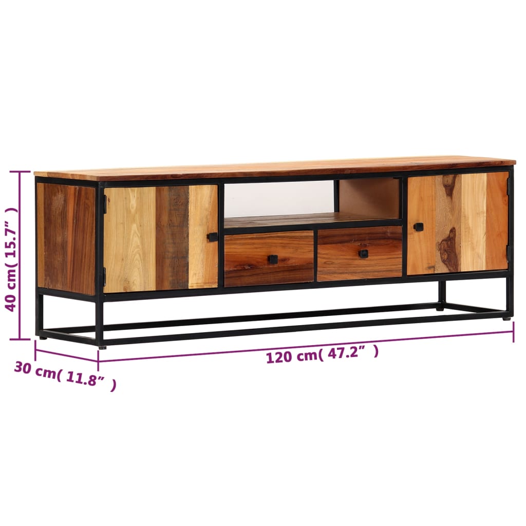 vidaXL Szafka pod TV, 120x30x40 cm, lite drewno odzyskane i stal