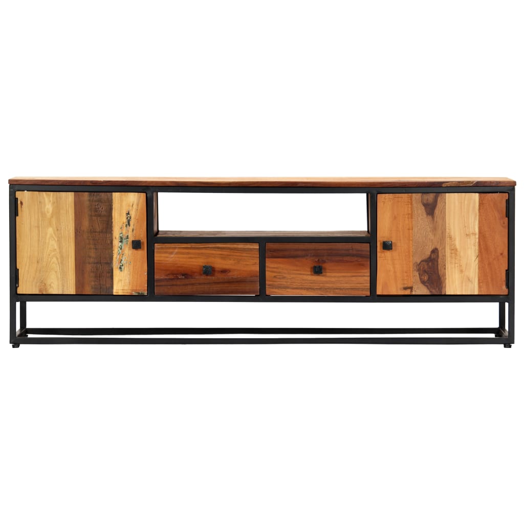 vidaXL Szafka pod TV, 120x30x40 cm, lite drewno odzyskane i stal