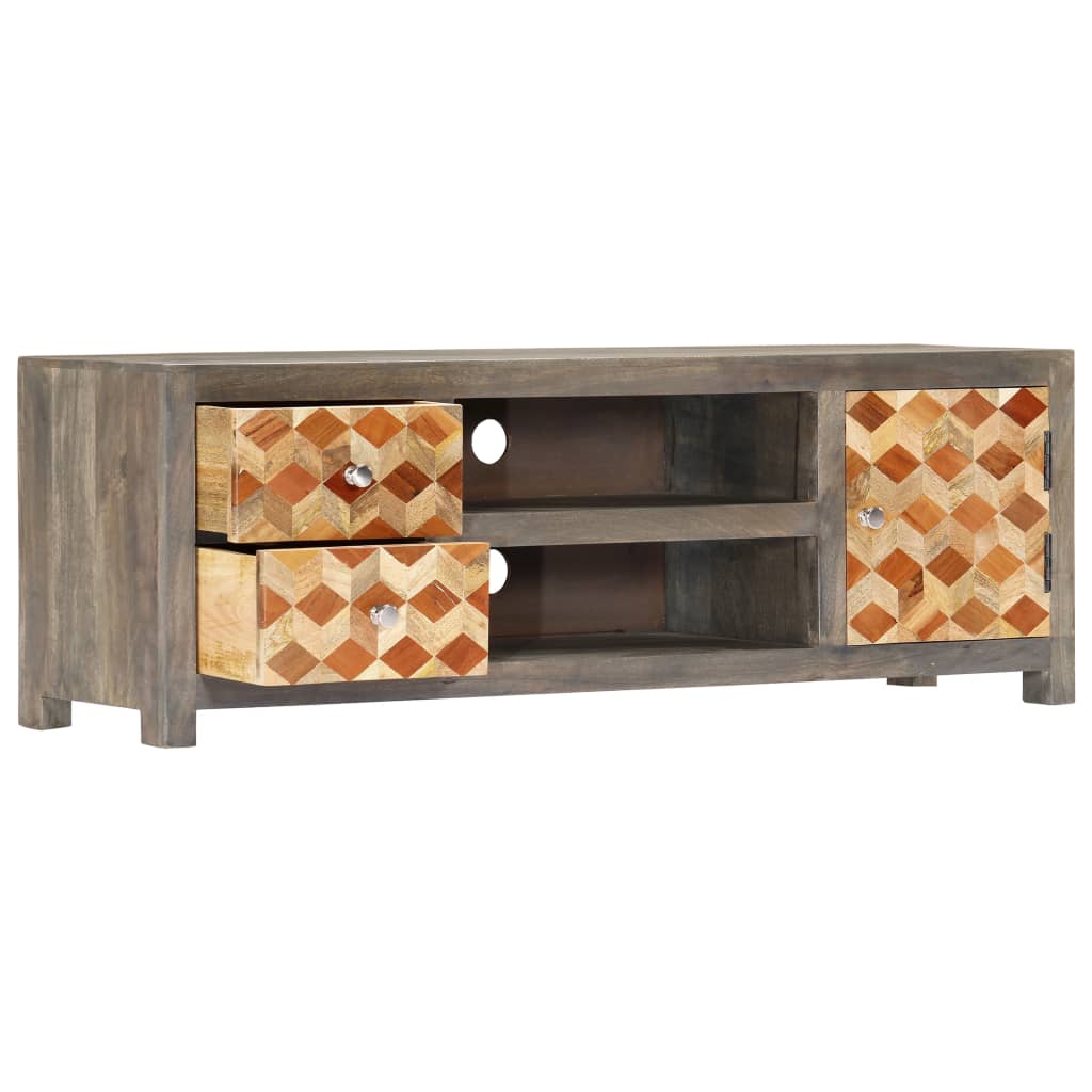 vidaXL Szafka pod TV, szara, 120x30x40 cm, lite drewno mango
