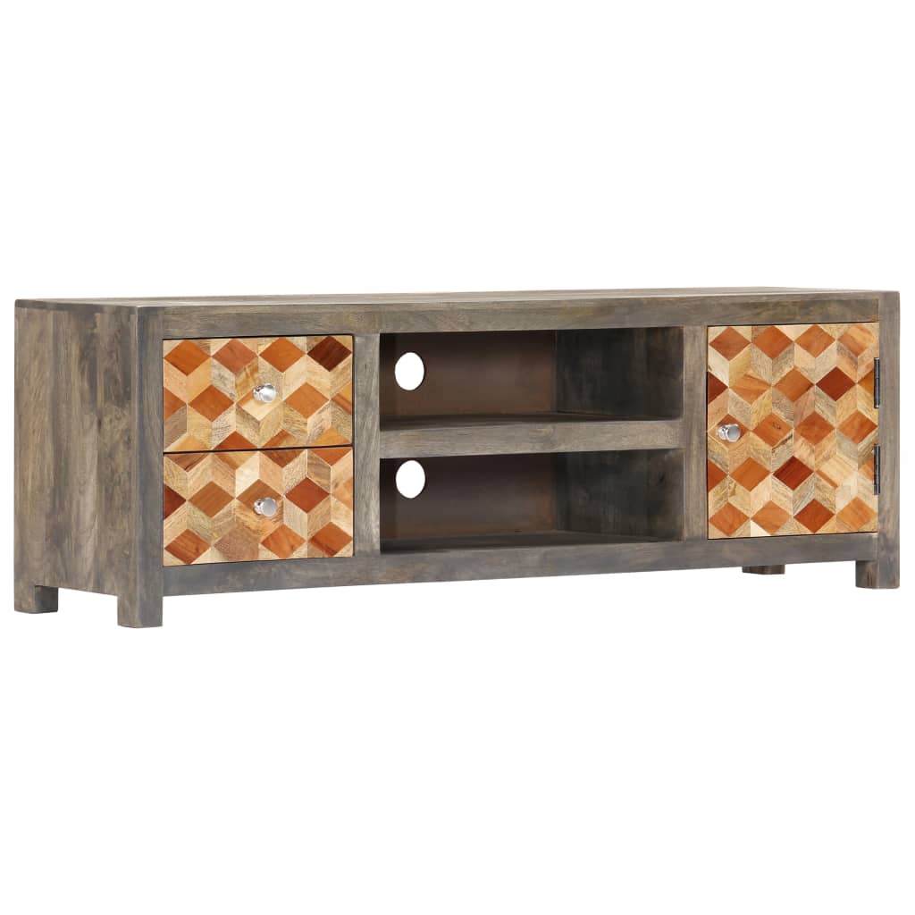 vidaXL Szafka pod TV, szara, 120x30x40 cm, lite drewno mango