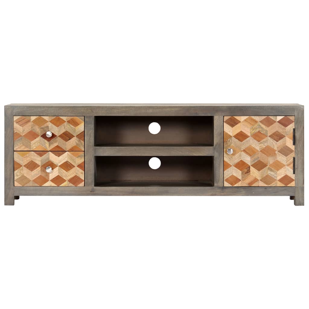 vidaXL Szafka pod TV, szara, 120x30x40 cm, lite drewno mango