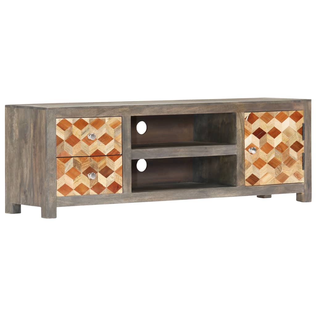 vidaXL Szafka pod TV, szara, 120x30x40 cm, lite drewno mango