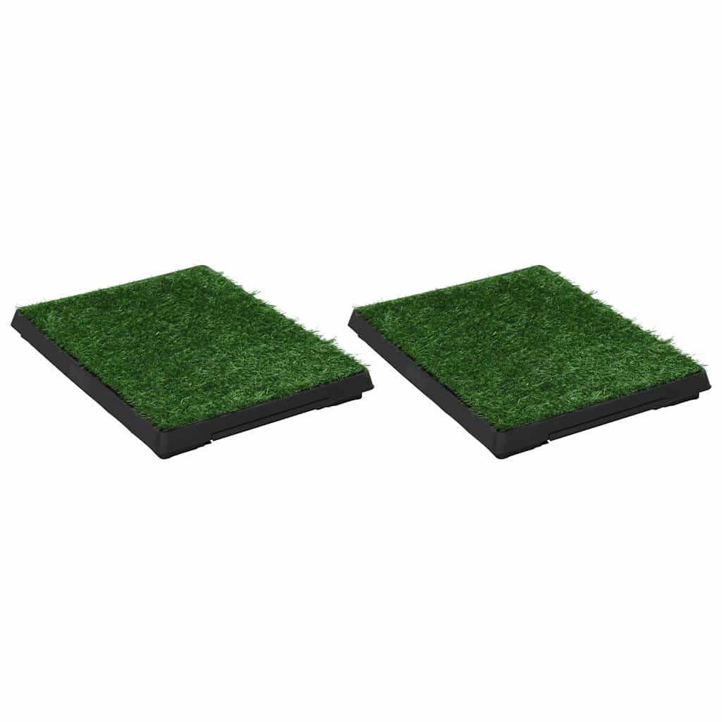 vidaXL Toalety dla zwierząt z tacą i sztuczną trawą 2 szt., 63x50x7 cm