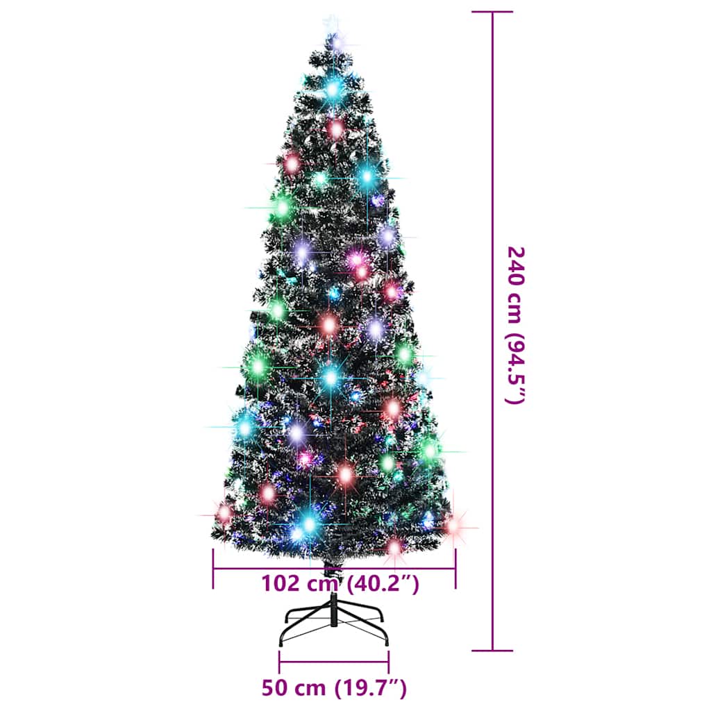 vidaXL Sztuczna choinka z LED i stojakiem 240 cm, włókno optyczne
