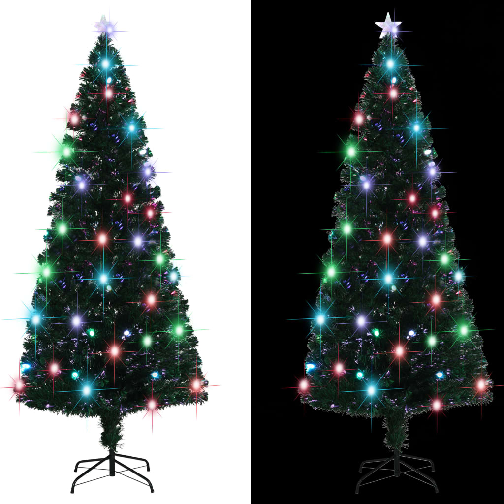 vidaXL Sztuczna choinka z LED i stojakiem 210 cm, włókno optyczne