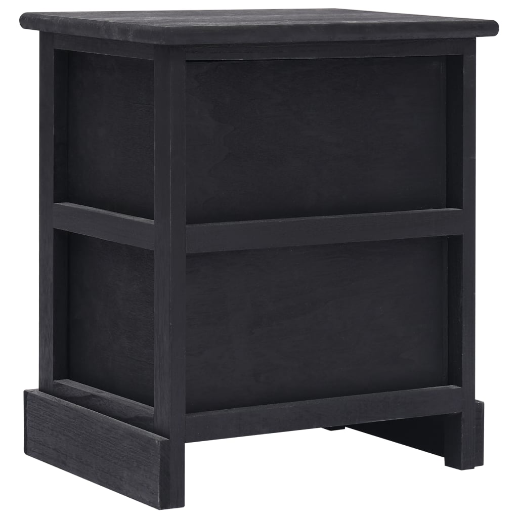 vidaXL Szafka nocna, czarna, 38 x 28 x 45 cm, drewno paulownia
