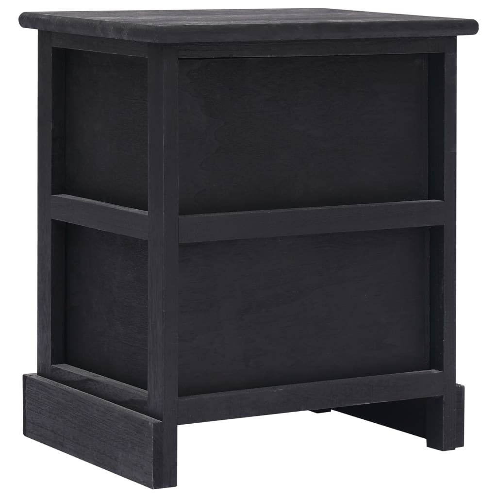 vidaXL Szafki nocne, 2 szt., czarne, 38x28x45 cm, drewno paulownia