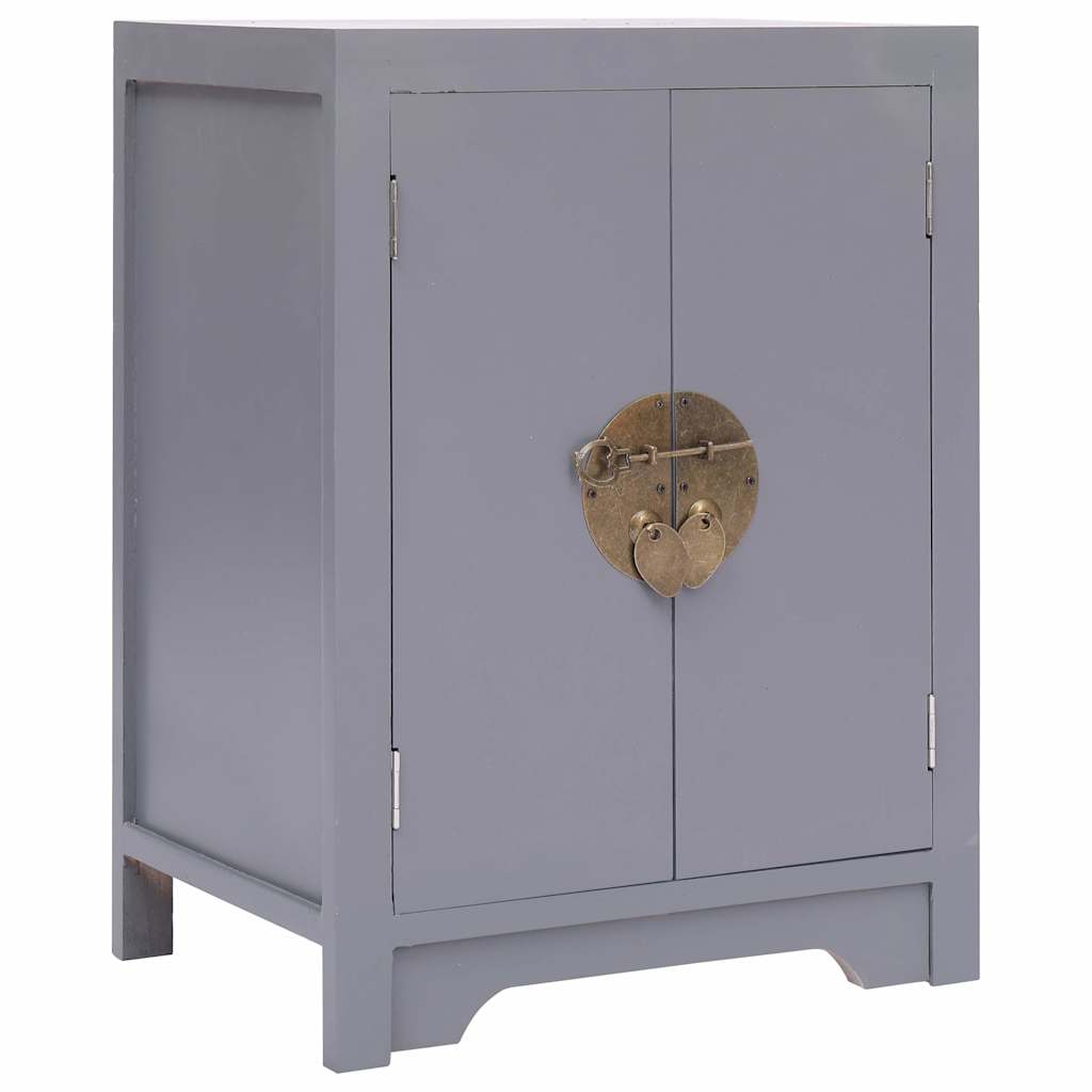 vidaXL Szafka nocna, szara, 38 x 28 x 52 cm, drewno paulownia