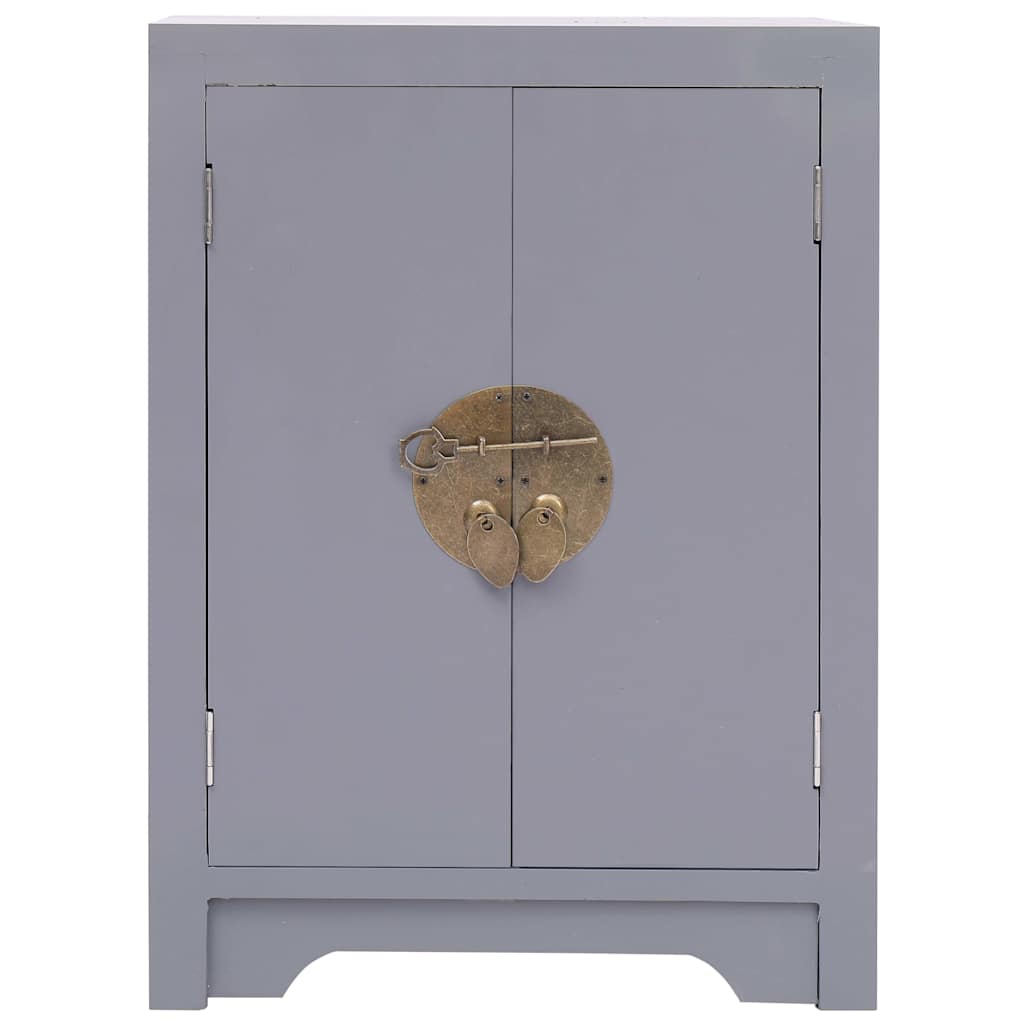 vidaXL Szafka nocna, szara, 38 x 28 x 52 cm, drewno paulownia