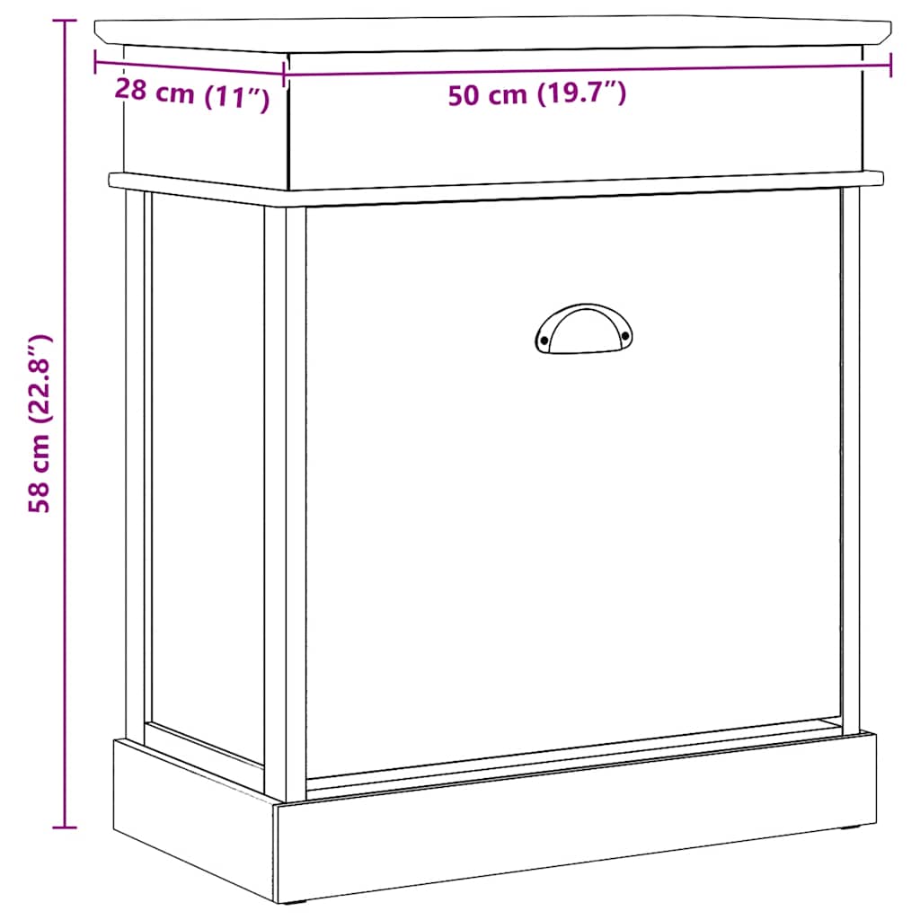 vidaXL Szafka na buty, biała, 50 x 28 x 58 cm, drewno paulownia