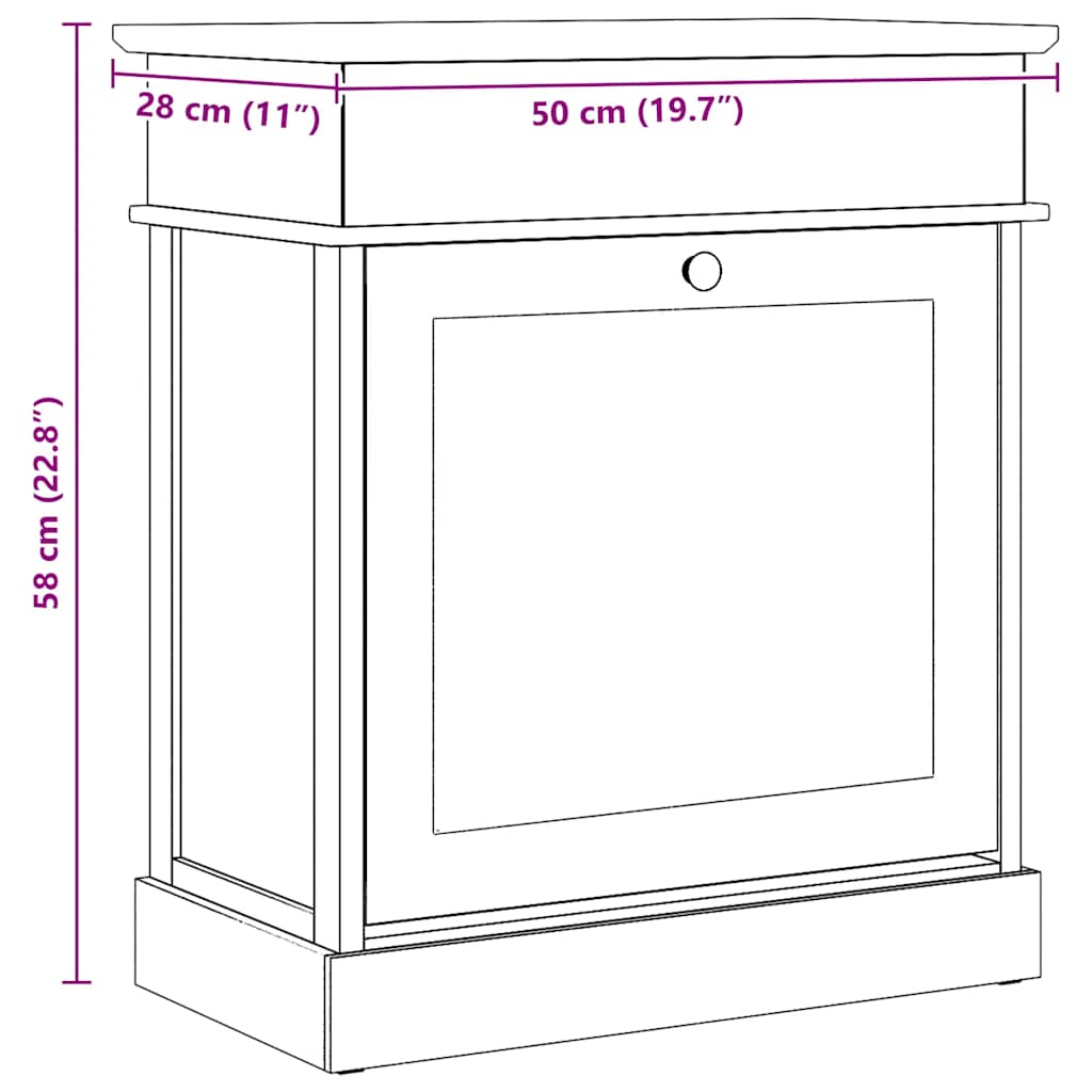 vidaXL Szafka na buty, szara, 50 x 28 x 58 cm, drewno paulownia