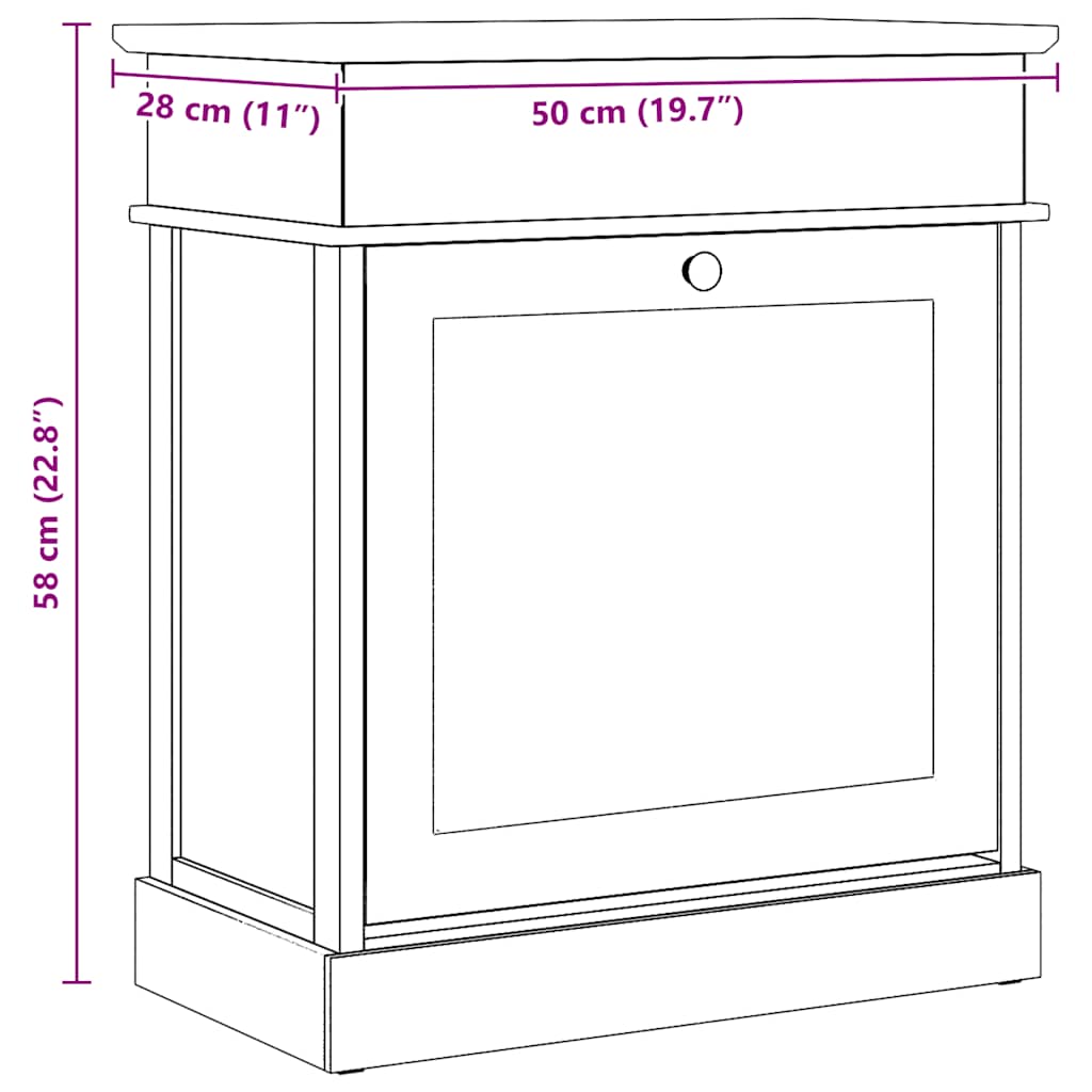 vidaXL Szafka na buty, biała, 50 x 28 x 58 cm, drewno paulownia