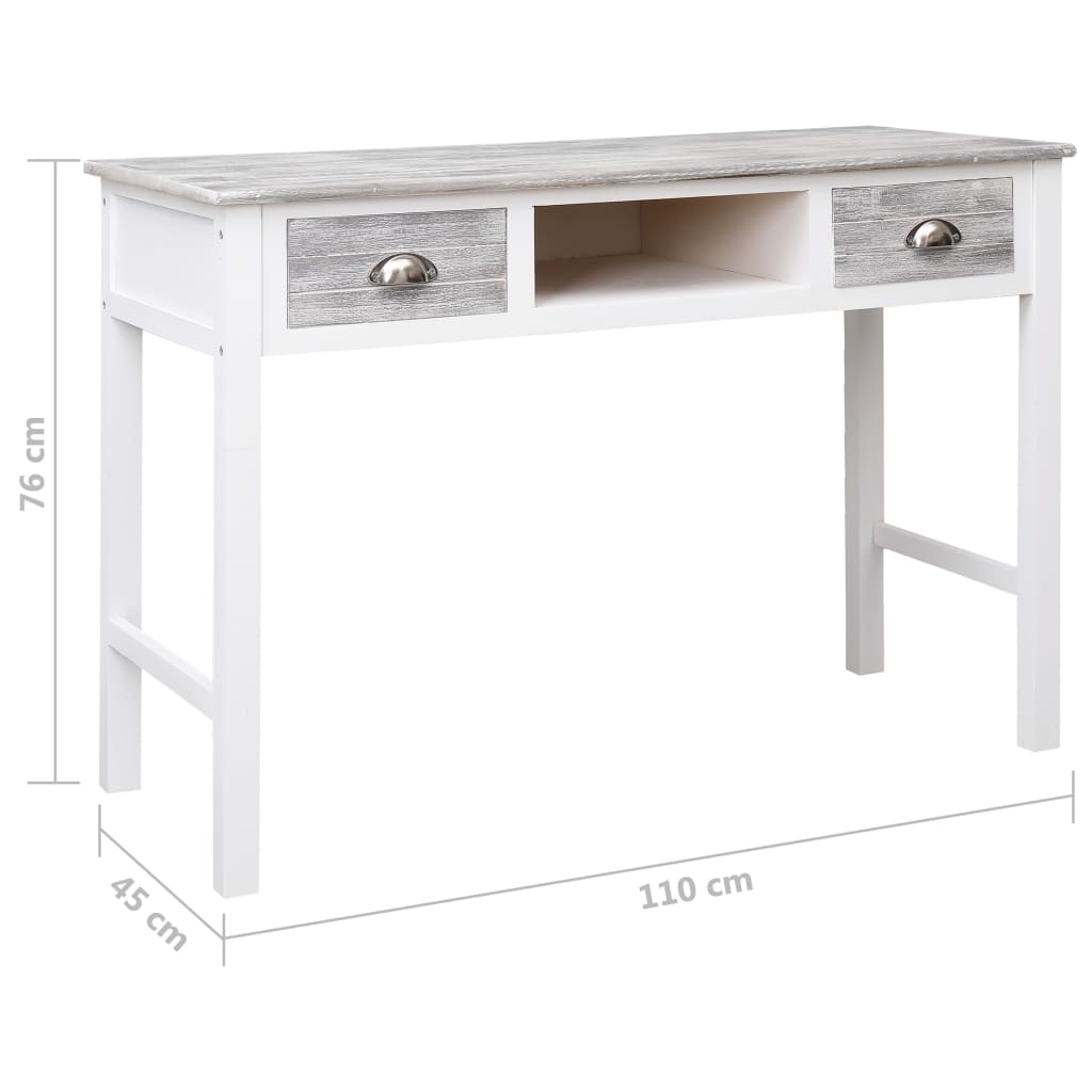 vidaXL Biurko, szare, 110x45x76 cm, drewniane