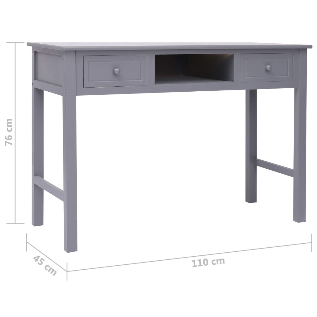vidaXL Biurko, szare, 110 x 45 x 76 cm, drewniane