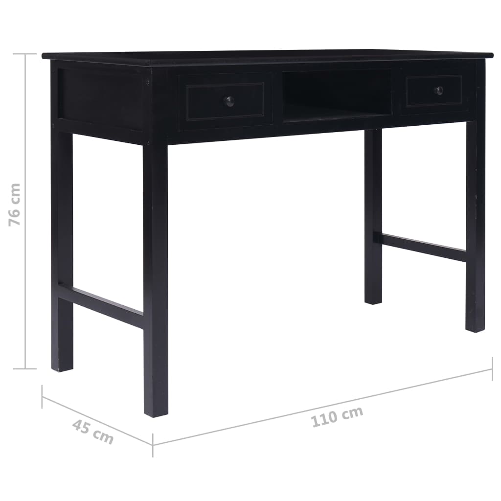vidaXL Biurko, czarne, 110 x 45 x 76 cm, drewniane
