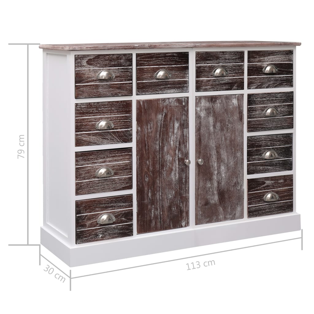 vidaXL Komoda z 10 szufladami, brązowa, 113 x 30 x 79 cm, drewniana