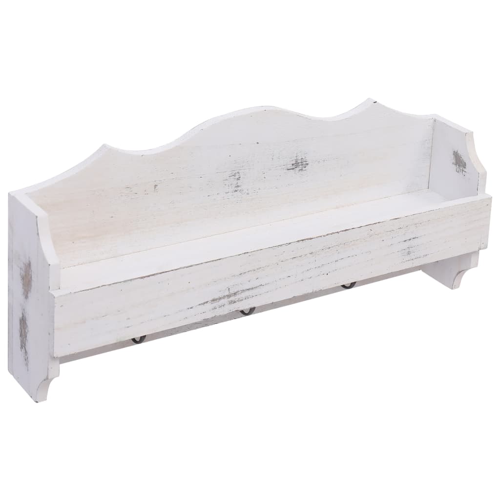 vidaXL Wieszak ścienny na płaszcze, biały, 50x10x23 cm, drewniany