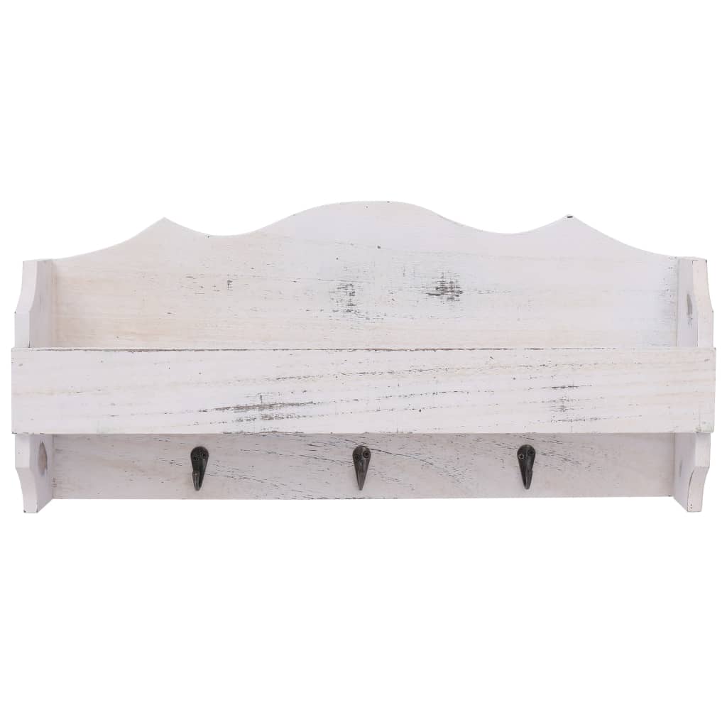 vidaXL Wieszak ścienny na płaszcze, biały, 50x10x23 cm, drewniany