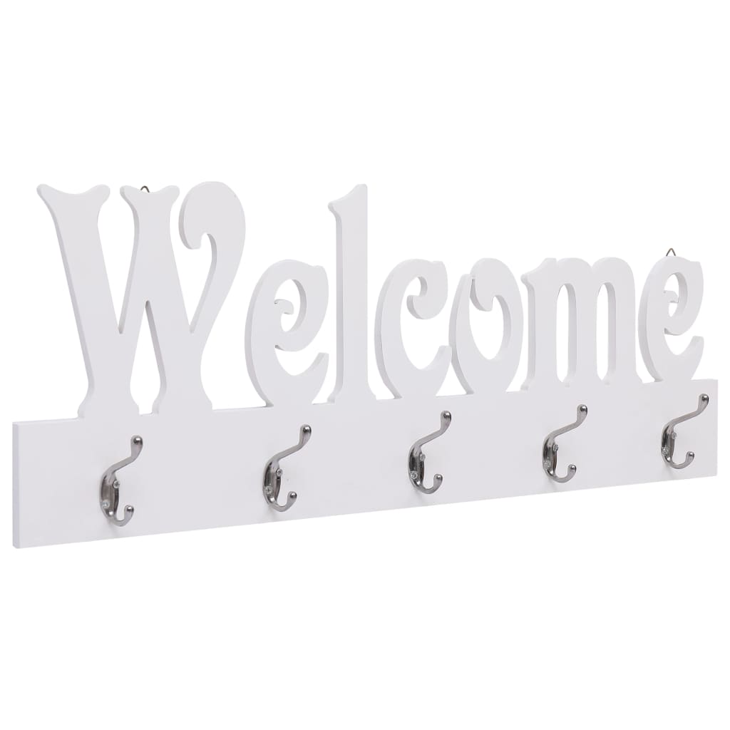 vidaXL Wieszak ścienny na płaszcze WELCOME, biały, 74 x 29,5 cm