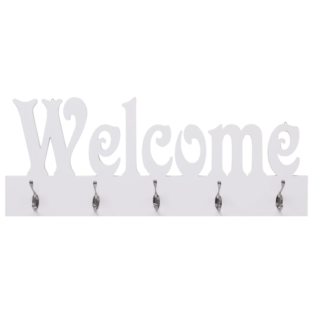 vidaXL Wieszak ścienny na płaszcze WELCOME, biały, 74 x 29,5 cm
