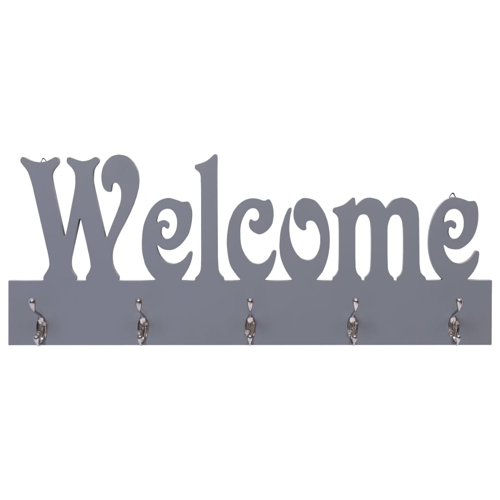 vidaXL Wieszak ścienny na płaszcze WELCOME, szary, 74 x 29,5 cm