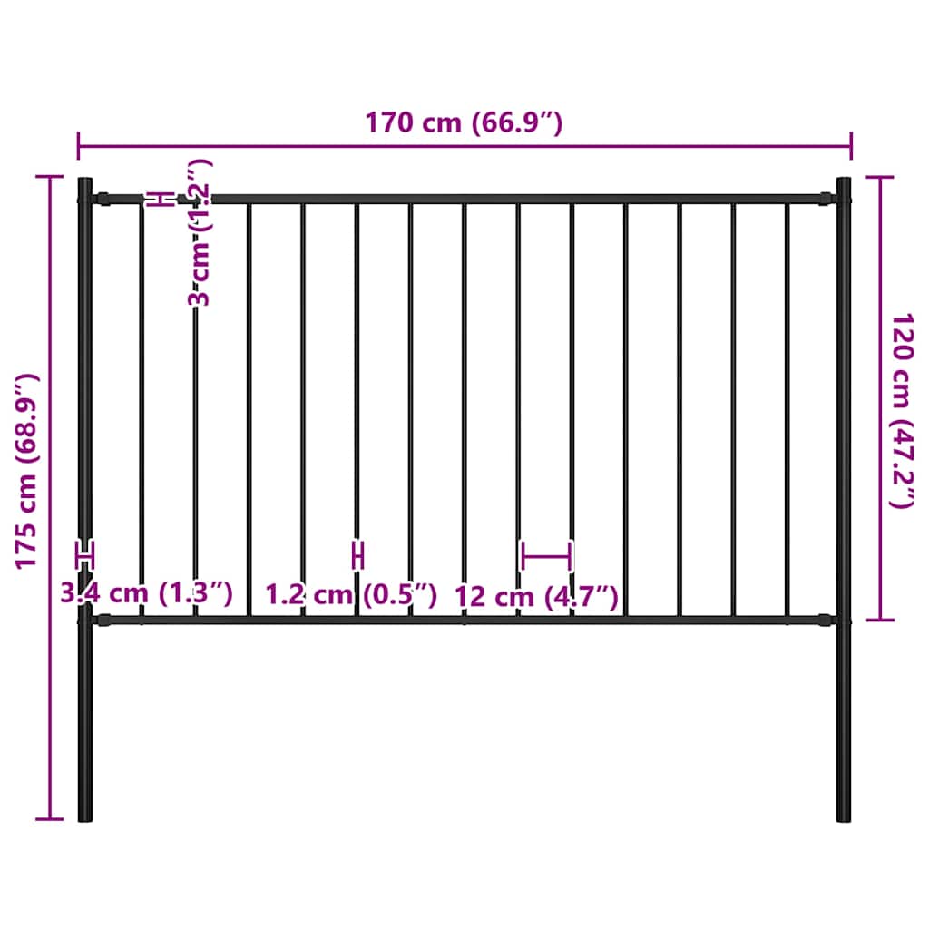 vidaXL Panel ogrodzeniowy Woerden ze słupkami stalowymi 1,7x1,25 m czarny