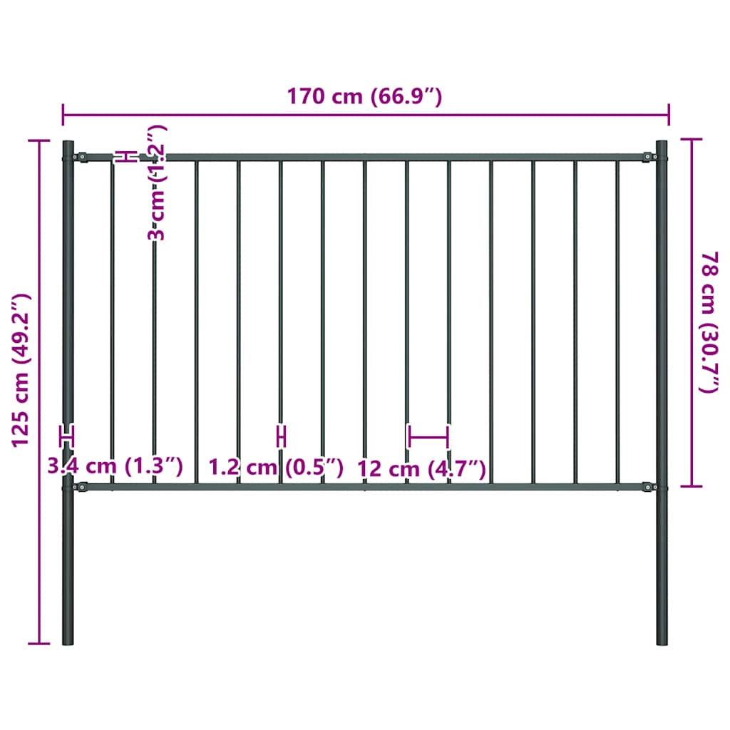 vidaXL Panel ogrodzeniowy Woerden ze słupkami stalowymi 1,7x0,75 m antracyt