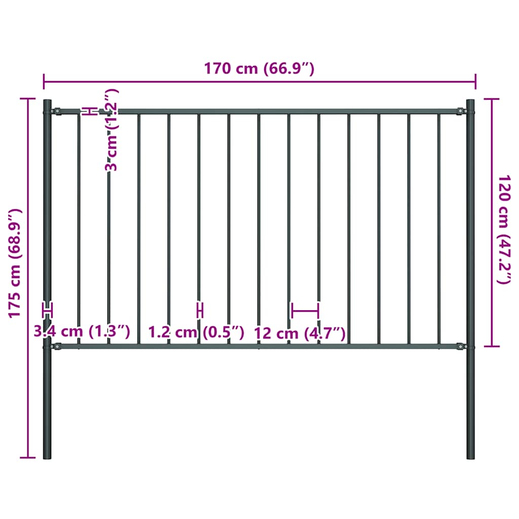 vidaXL Panel ogrodzeniowy Woerden ze słupkami stalowymi 1,7x1,25 m antracyt