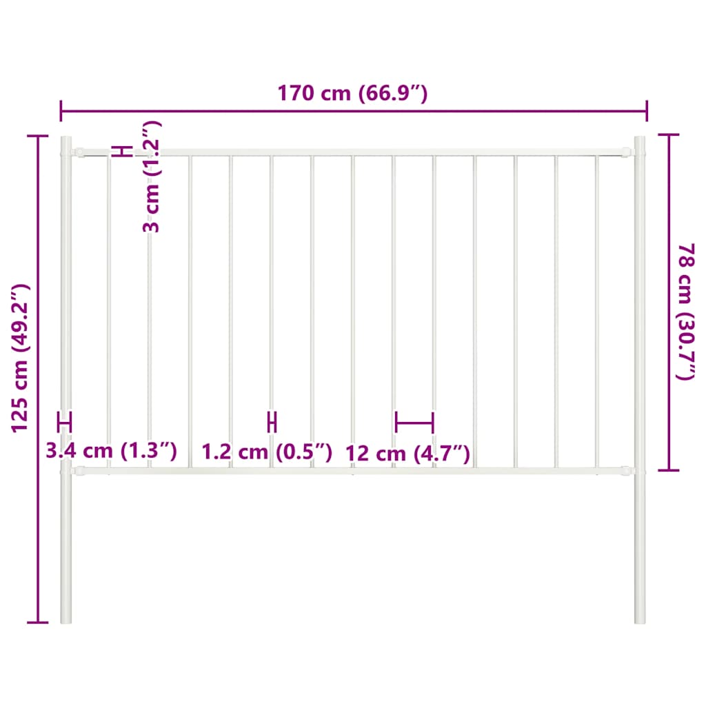vidaXL Panel ogrodzeniowy Woerden ze słupkami stalowymi 1,7x0,75 m, biały