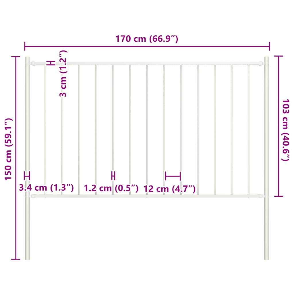 vidaXL Panel ogrodzeniowy Woerden ze słupkami stalowymi 1,7x1 m biały