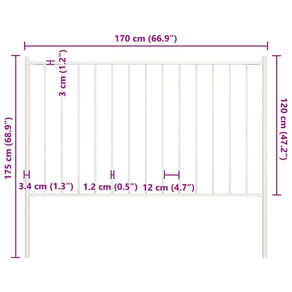 vidaXL Panel ogrodzeniowy Woerden ze słupkami stalowymi 1,7x1,25 m biały