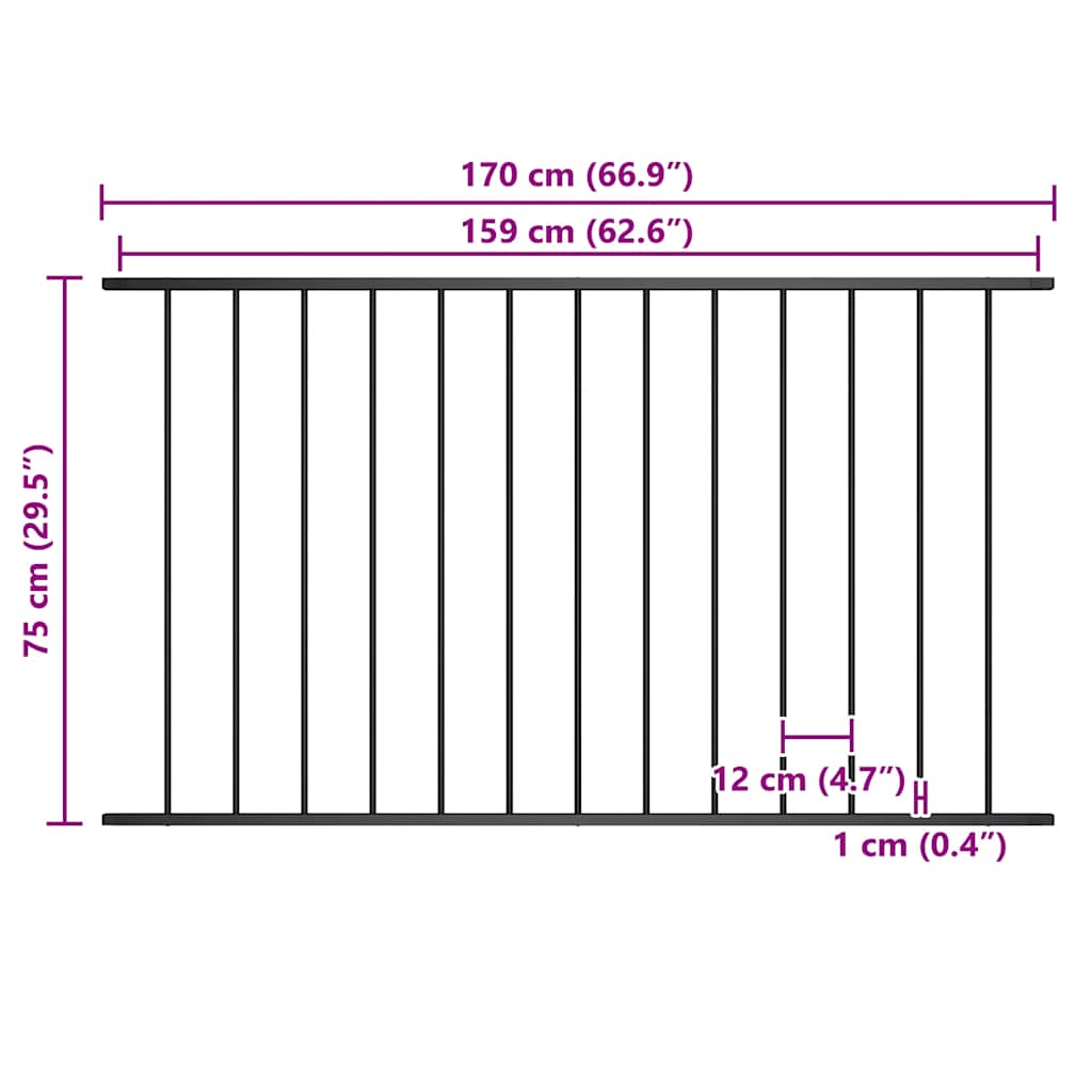 vidaXL Panel ogrodzeniowy Woerden stal malowana proszkowo 1,7x0,75 m czarny