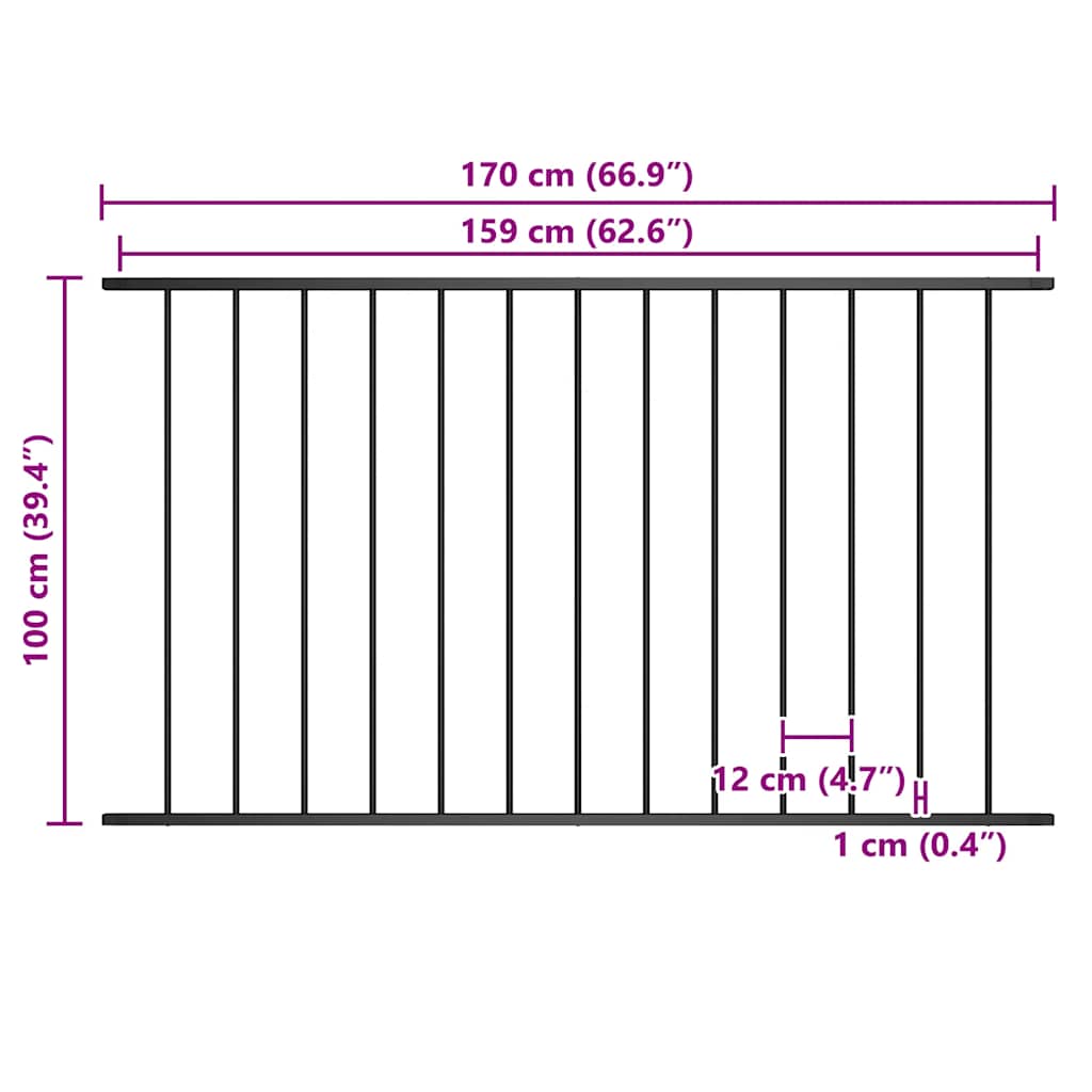 vidaXL Panel ogrodzeniowy Woerden stal malowana proszkowo 1,7x1 m czarny