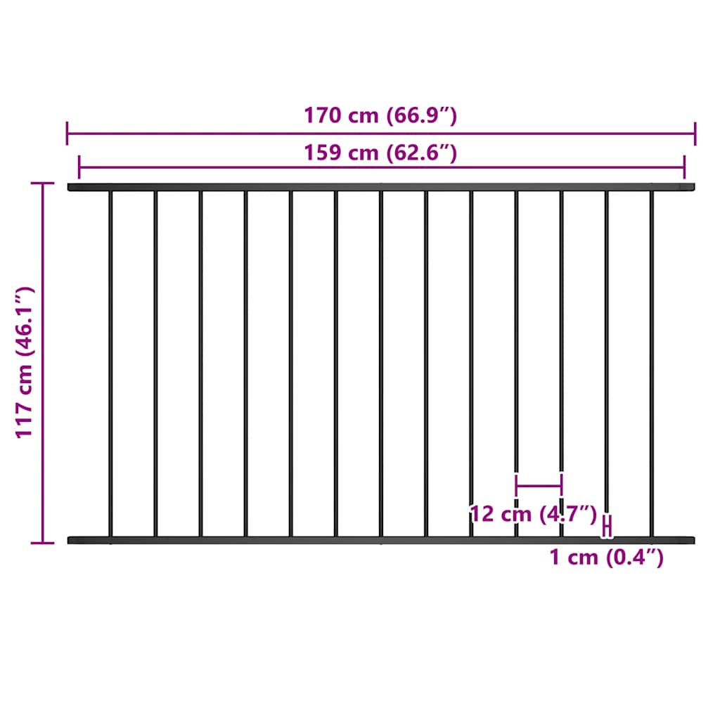 vidaXL Panel ogrodzeniowy Woerden stal malowana proszkowo 1,7x1,17 m czarny