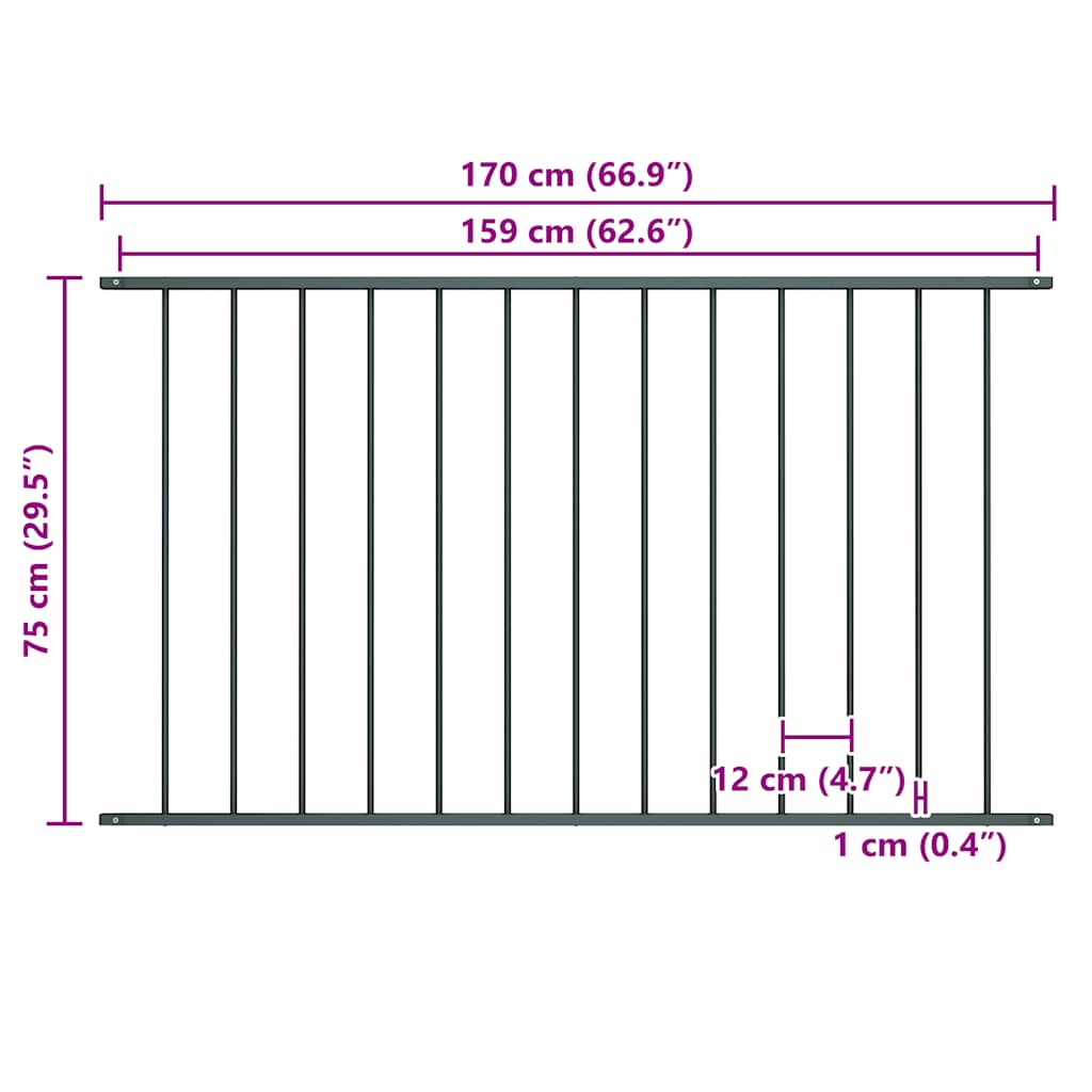 vidaXL Panel ogrodzeniowy Woerden stal malowana proszkowo 1,7x0,75 m Antracyt